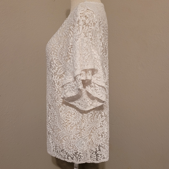 Ruby Rd. White Sheer Lace Blouse - Picture 3 of 10